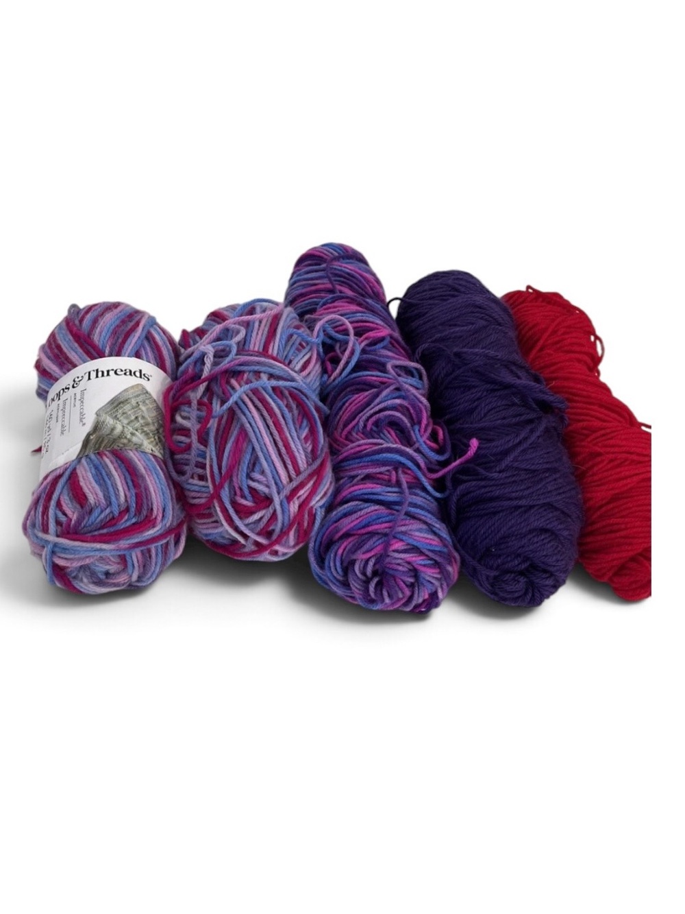Assorted Purple, Pink & Red Yarn Skeins - Multi-Color Craft Yarn